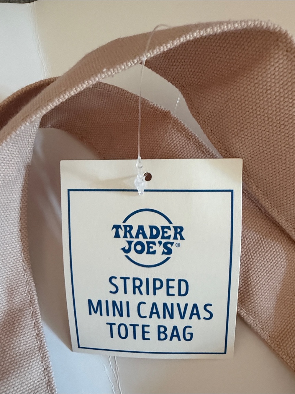Trader Joe's NWT Striped Mini Canvas Tote in Beige and Cream - Picture 4 of 5